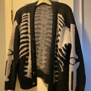 Skeleton Pattern Black Cardigan